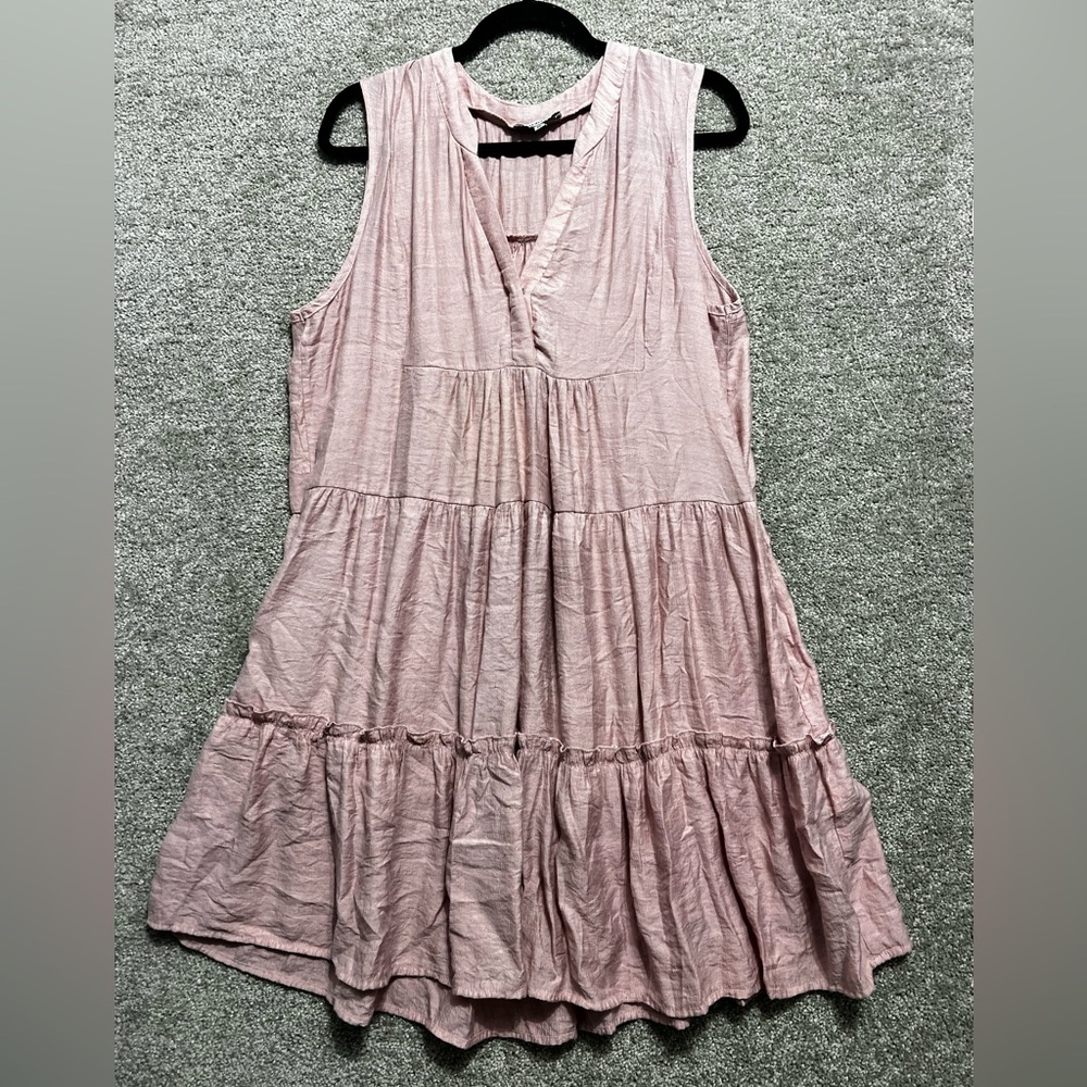 Elings Woman’s Mauve Pink Sleeveless Tiered Pink Spring Summer Dress Size XL